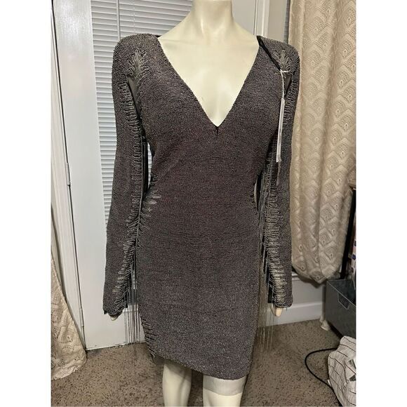 Jovani Women's Beaded Chain Embellished Short & Cocktail Black Dress Size 14 NWT - Picture 12 of 15